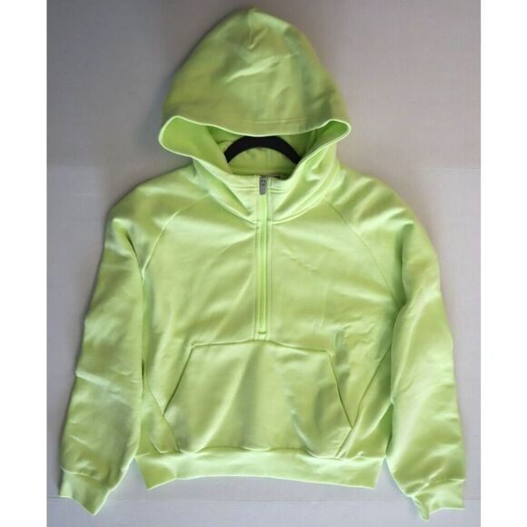 Athleta 473713062 Women Sz M Citron/Yellow Green Easy Fleece 1/2 Zip Hoodie - Picture 10 of 13